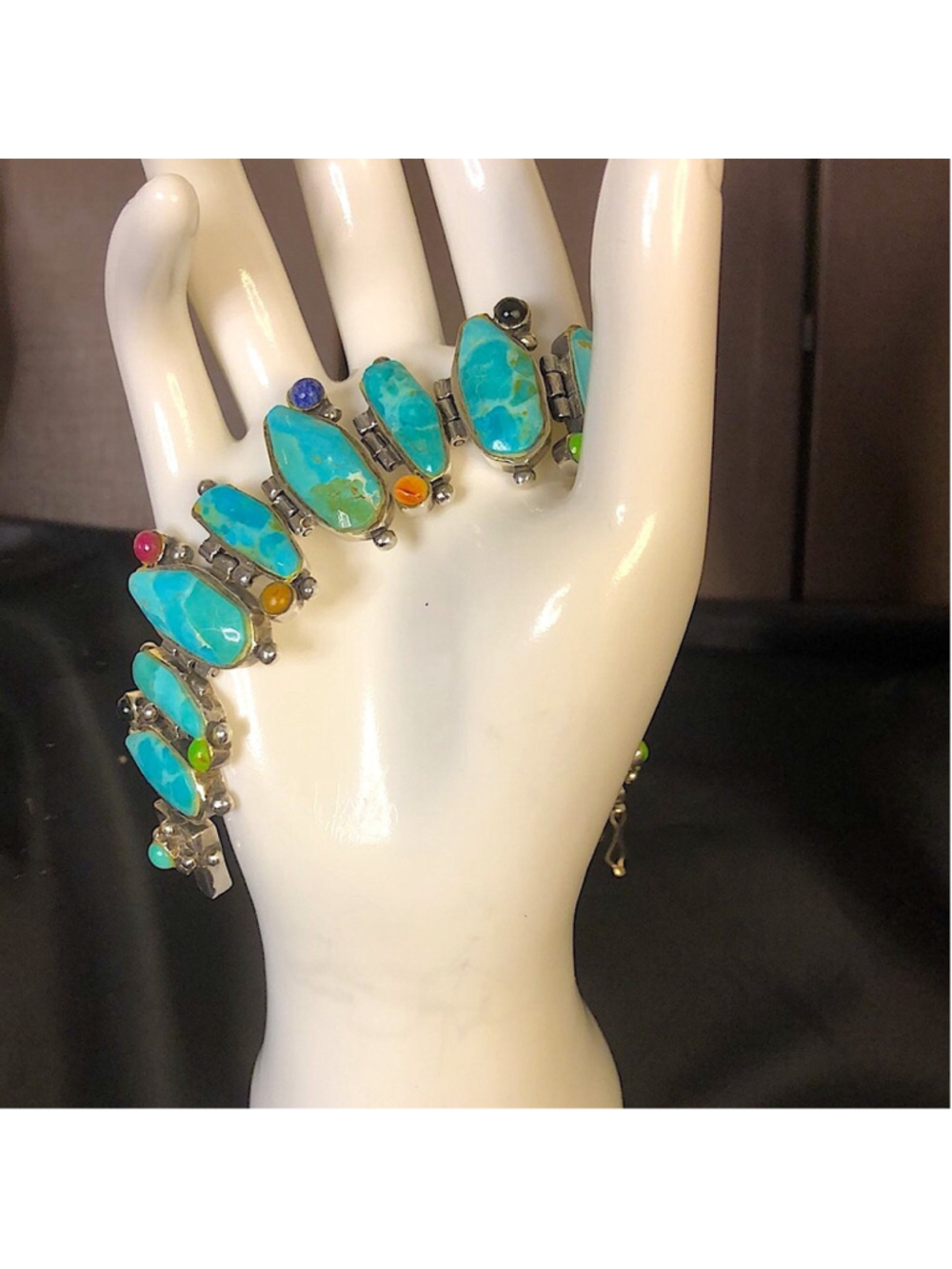 BARSE Turquoise Sterling Silver Multi Gemstone Southwestern Bracelet - Picture 3 of 16